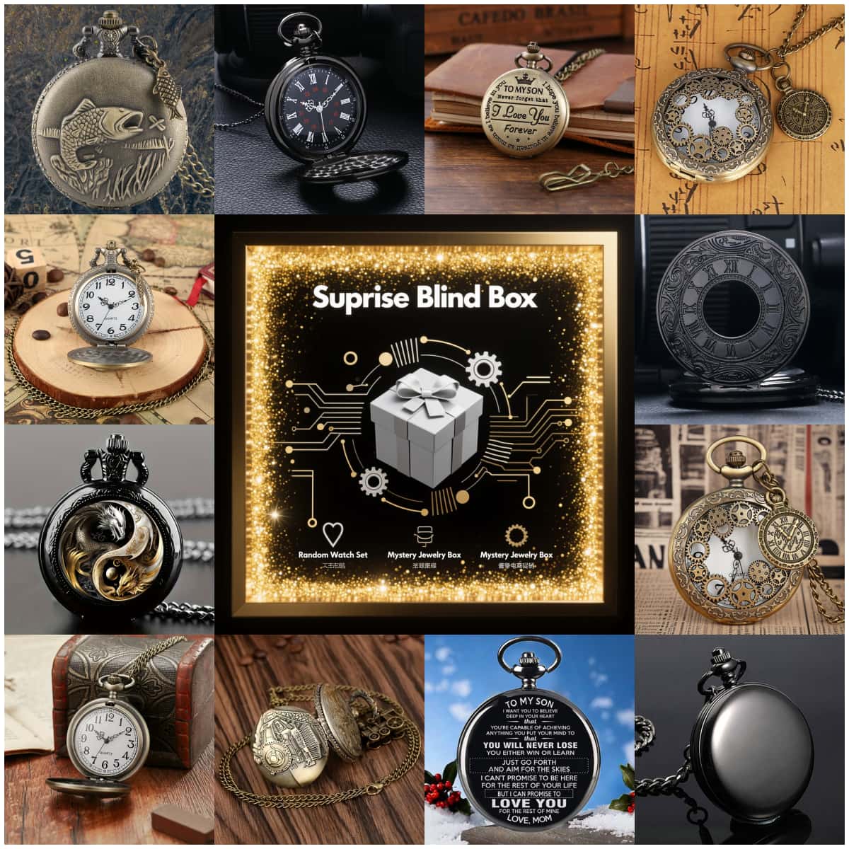 Mens Fashion Vintage - Orologio da tasca al quarzo da