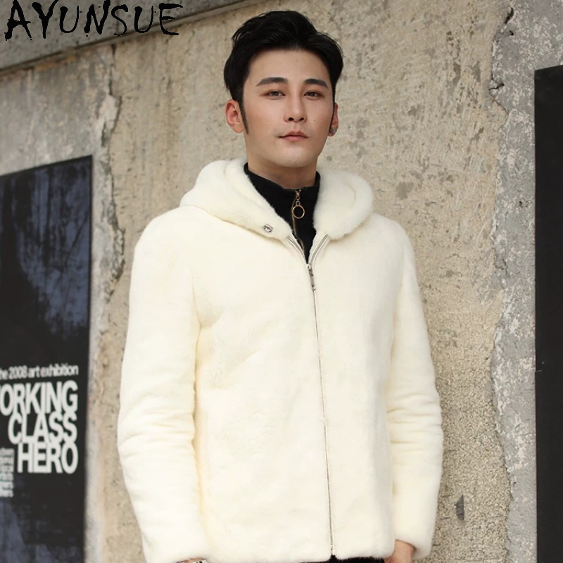 Men'S Fashion Zipper Jacket - Cappotto in Visone Naturale AYUSNUE per