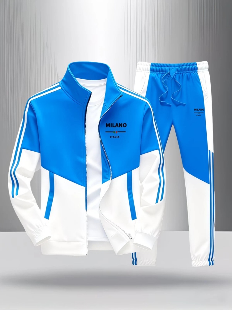 Men'S Fashion Zipper Jacket - Tuta da uomo 2 pezzi, stampa