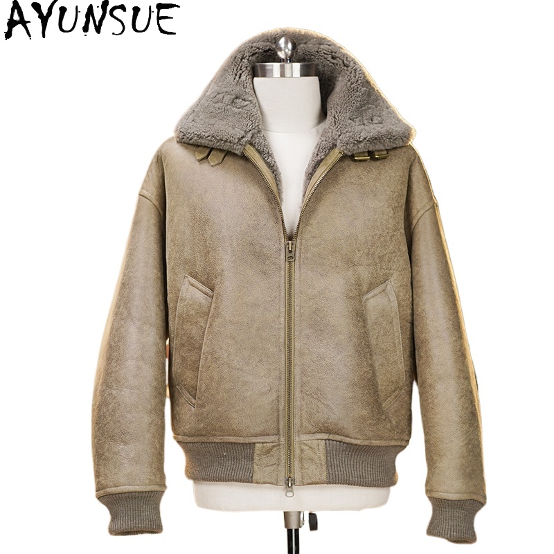 Men'S Fashion Zipper Jacket - AYUNSUE Cappotto di pelliccia naturale di