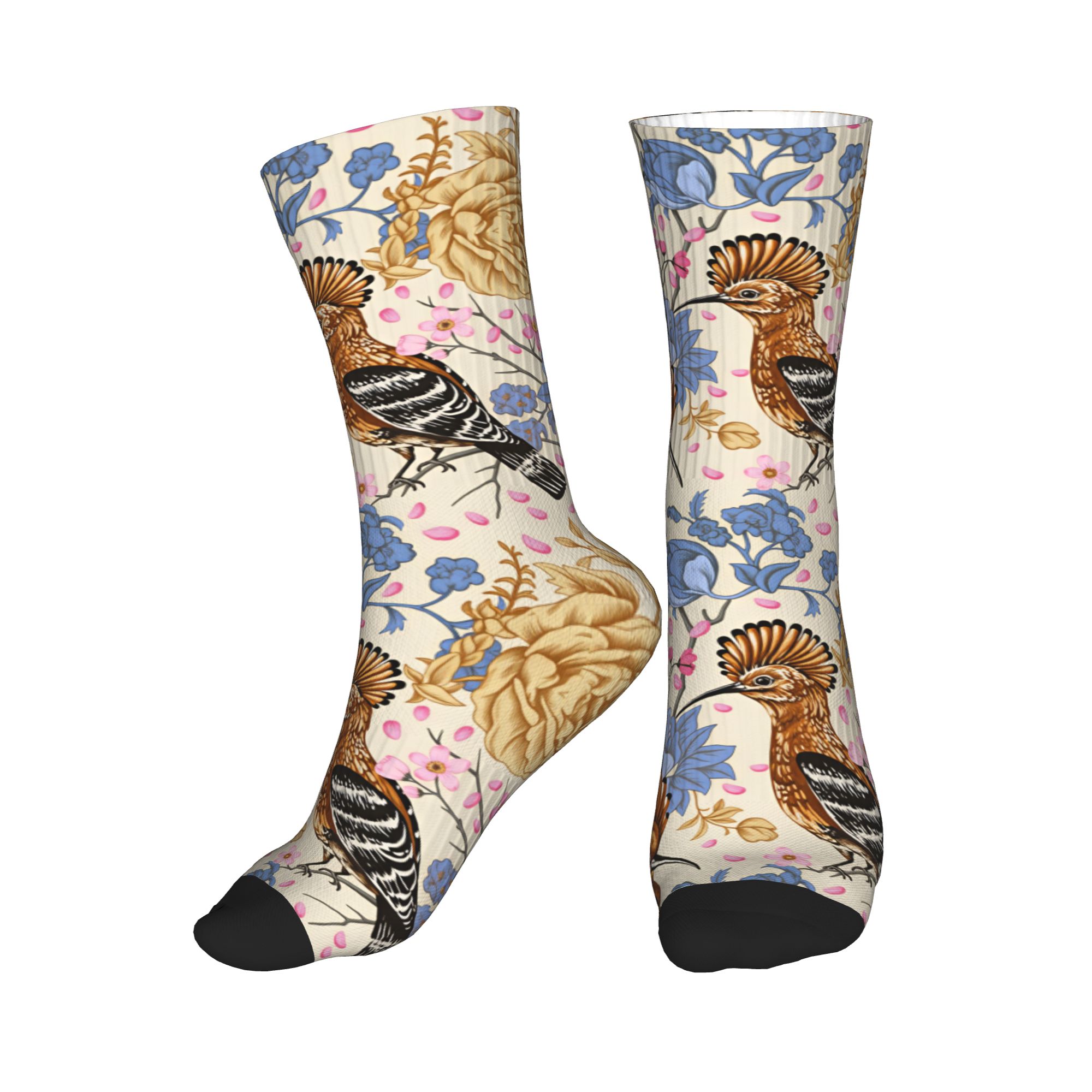 Mens Fashion Vintage - Calzini Hoopoe Bird Blue Peony con